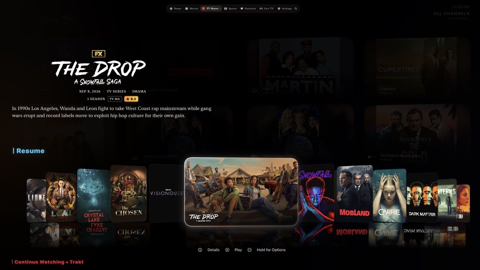 Actual Signal tvOS screenshot showing A cinematic way to find what’s next.