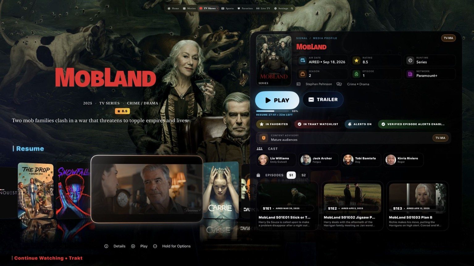 Actual Signal tvOS screenshot showing Look before you play.
